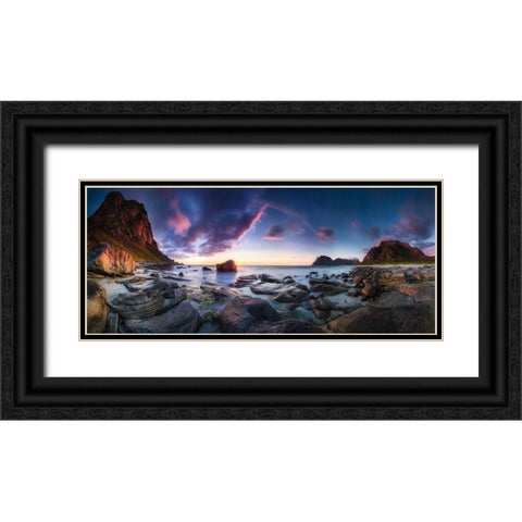 Utakleiv Sunset Black Ornate Wood Framed Art Print with Double Matting by Nicholas Roemmelt, Dr.