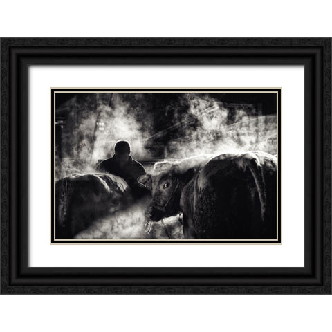 Farm Life Black Ornate Wood Framed Art Print with Double Matting by Flour, Piet