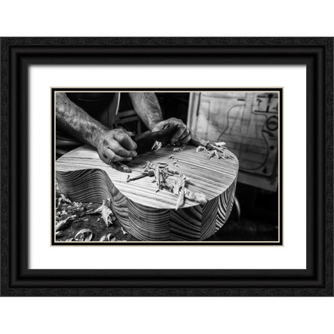 Le Luthier Black Ornate Wood Framed Art Print with Double Matting by Allicot, Manu