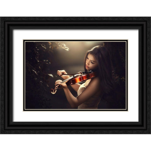 Love Song Black Ornate Wood Framed Art Print with Double Matting by Lee, Ivan