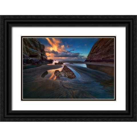 When The Tide Receded Black Ornate Wood Framed Art Print with Double Matting by Zhang, Yan
