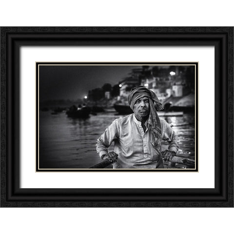 Nights On The Ganges Black Ornate Wood Framed Art Print with Double Matting by Flour, Piet