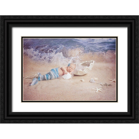 Little Mermaid Black Ornate Wood Framed Art Print with Double Matting by Weber, Kate