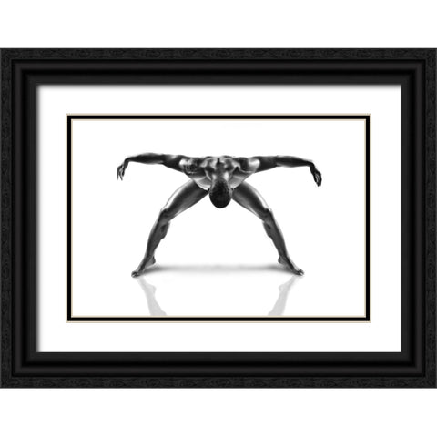 Metallic Nude 3 Black Ornate Wood Framed Art Print with Double Matting by JLP