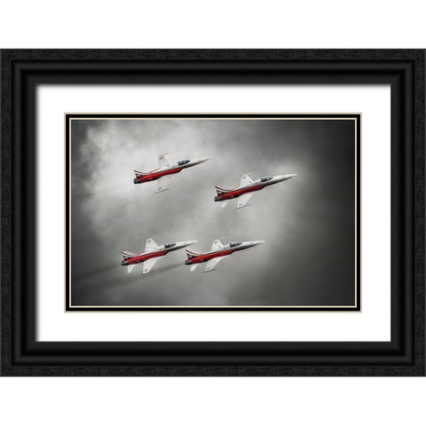 Patrouille Suisse Black Ornate Wood Framed Art Print with Double Matting by Leon
