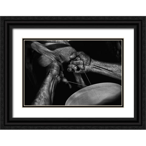La??A?Leveur De Chauvres (Goat Breeding) Black Ornate Wood Framed Art Print with Double Matting by Allicot, Manu