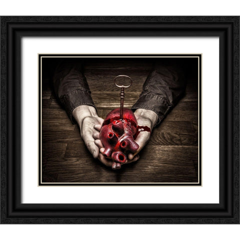 Key To My Heart Black Ornate Wood Framed Art Print with Double Matting by Damsten, Petri