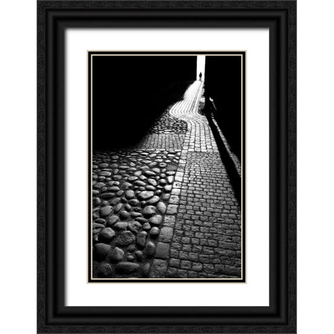 Narrow Street Black Ornate Wood Framed Art Print with Double Matting by Johansson, Bror