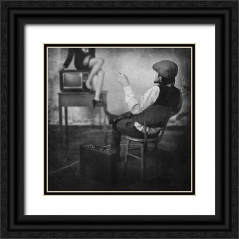 Live Television Black Ornate Wood Framed Art Print with Double Matting by Satriani, Jay