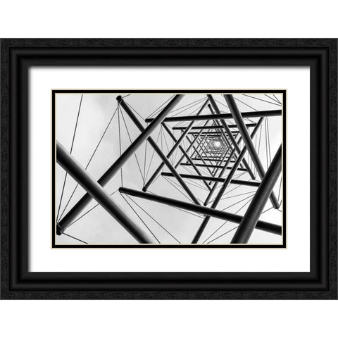 Lines Black Ornate Wood Framed Art Print with Double Matting by Vermeend, Carla