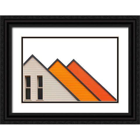 Triangoli Black Ornate Wood Framed Art Print with Double Matting by Della Latta, Massimo