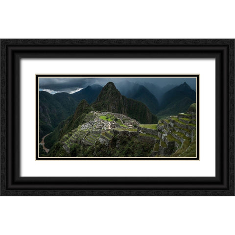 Machu Picchu-Peru Black Ornate Wood Framed Art Print with Double Matting by Normark, Helena