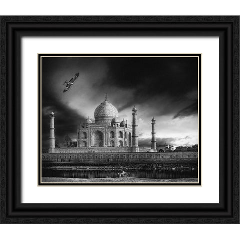 The Banks Of The Jamuna River Black Ornate Wood Framed Art Print with Double Matting by Flour, Piet