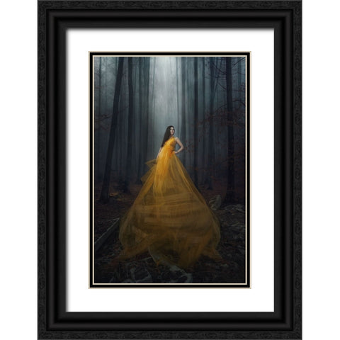 Stand Here Black Ornate Wood Framed Art Print with Double Matting by Appleproject, Afiez