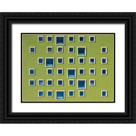 39 Windows Black Ornate Wood Framed Art Print with Double Matting by Lykke, Jan
