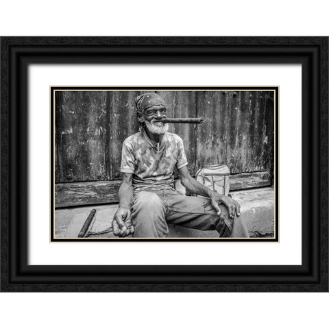 Smoke A Cigar Black Ornate Wood Framed Art Print with Double Matting by Miclea, Marius