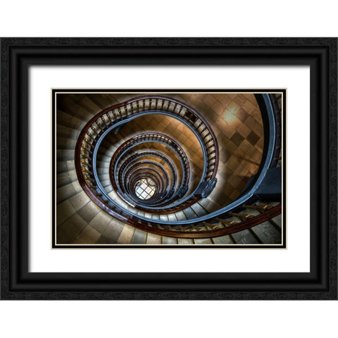 Staircase Black Ornate Wood Framed Art Print with Double Matting by Mohrmann, Dennis