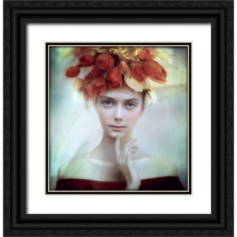 Flora Black Ornate Wood Framed Art Print with Double Matting by Melik-Nubarova, Svetlana