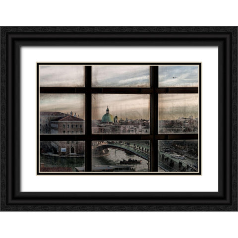 Venice Window Black Ornate Wood Framed Art Print with Double Matting by Marini, Roberto