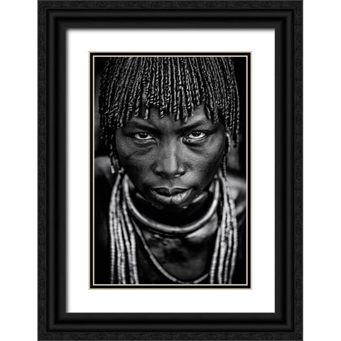Hamar Woman Black Ornate Wood Framed Art Print with Double Matting by Vidak, Vedran