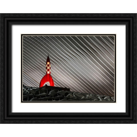 Night Launch Black Ornate Wood Framed Art Print with Double Matting by Van Den, Jef