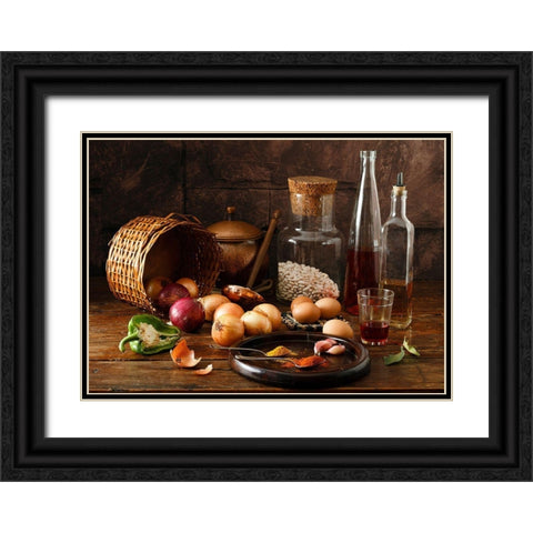 Smells Black Ornate Wood Framed Art Print with Double Matting by Laercio, Luiz