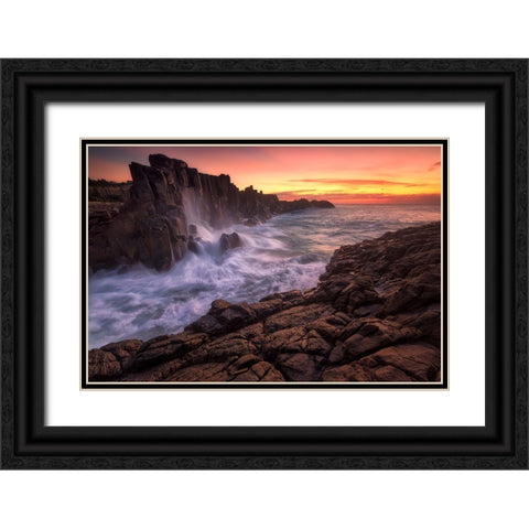 Wall By The Sea Black Ornate Wood Framed Art Print with Double Matting by Zhang, Joshua
