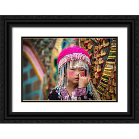 Macaquinho Black Ornate Wood Framed Art Print with Double Matting by Godinho, Luis