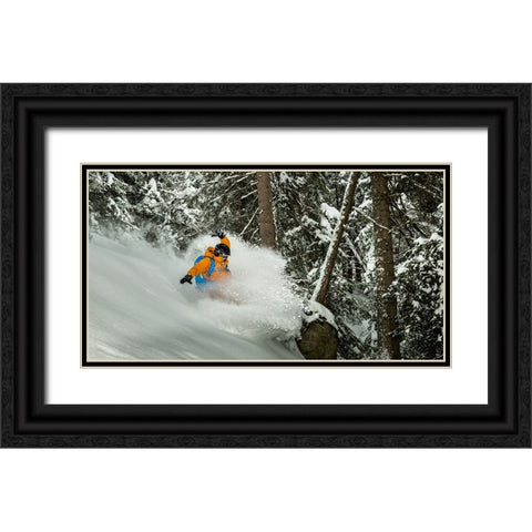 Stylish Through The Woods With Jurgen Black Ornate Wood Framed Art Print with Double Matting by Verbiest, Eric