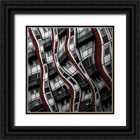 The Red Curtain Black Ornate Wood Framed Art Print with Double Matting by Claes, Gilbert