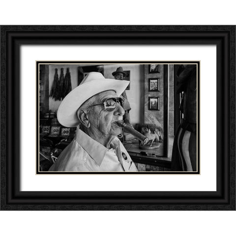 Homme Avec Cigare Black Ornate Wood Framed Art Print with Double Matting by Liviero, Tony