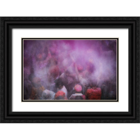 Blurry Holi Black Ornate Wood Framed Art Print with Double Matting by Vichaya