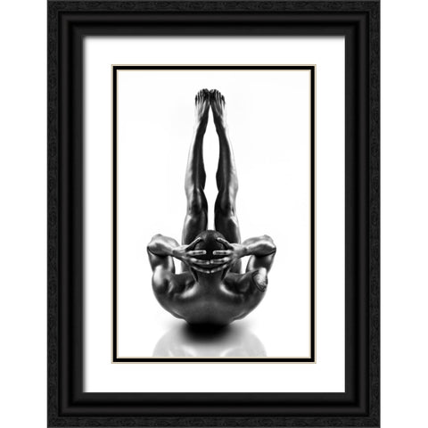 Metallic Nude 1 Black Ornate Wood Framed Art Print with Double Matting by JLP