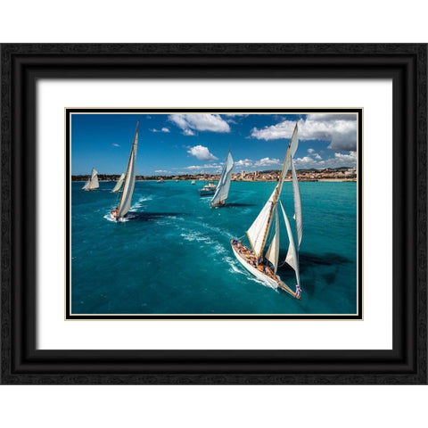 Race Start Black Ornate Wood Framed Art Print with Double Matting by Pelissier, Marc