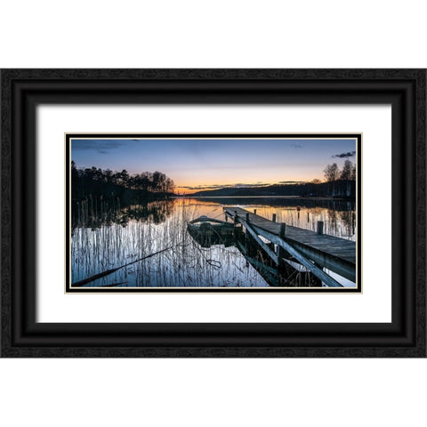 An Evening With Little Heat Black Ornate Wood Framed Art Print with Double Matting by Pettersson, Benny