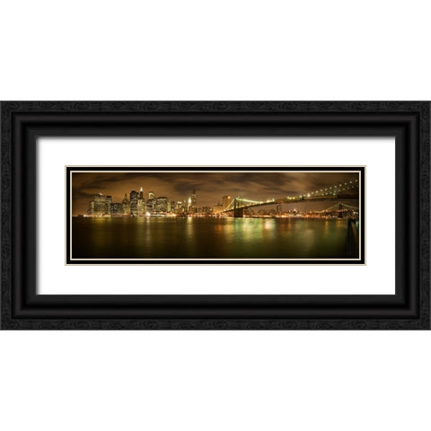 New York Skyline Black Ornate Wood Framed Art Print with Double Matting by Pandit, Shubhra