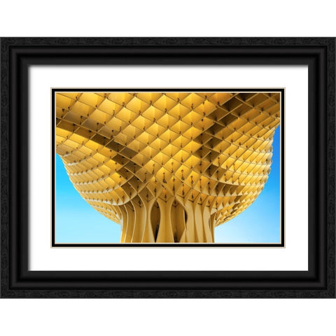 City Parasol Black Ornate Wood Framed Art Print with Double Matting by Wride, Linda