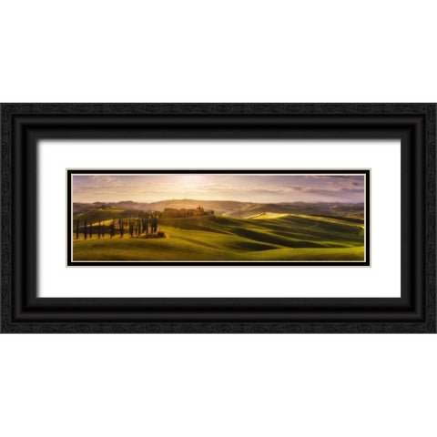 Waves Of Light Black Ornate Wood Framed Art Print with Double Matting by De La, Javier