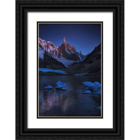 Laguna Torre - A Frozen Night Black Ornate Wood Framed Art Print with Double Matting by Zhang, Yan