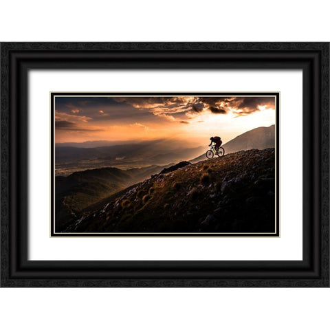 Sunset Ride Black Ornate Wood Framed Art Print with Double Matting by Bertoncelj, Sandi