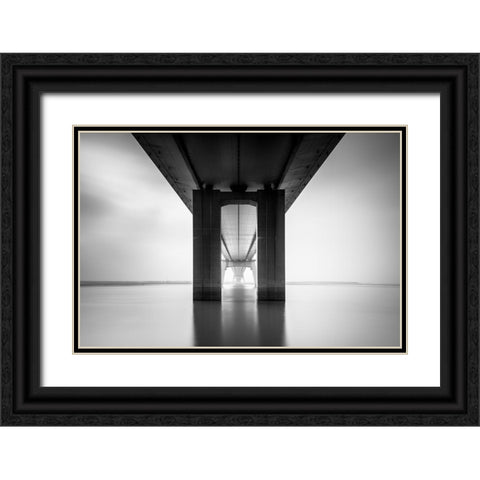 Nanjing Yangtze River Bridge Black Ornate Wood Framed Art Print with Double Matting by Ai, Qing