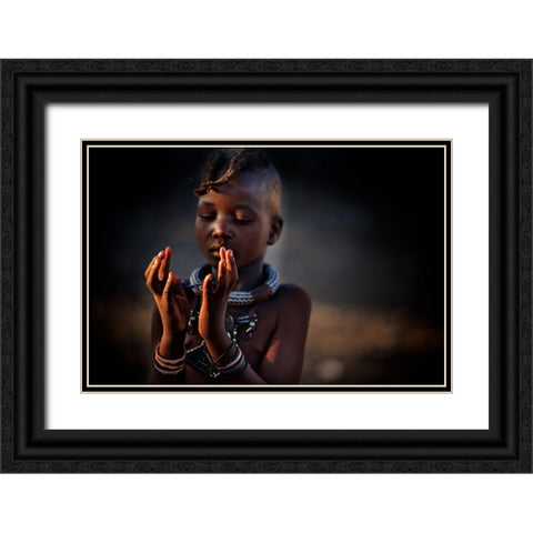 The World In My Hands Black Ornate Wood Framed Art Print with Double Matting by Cole, Trevor