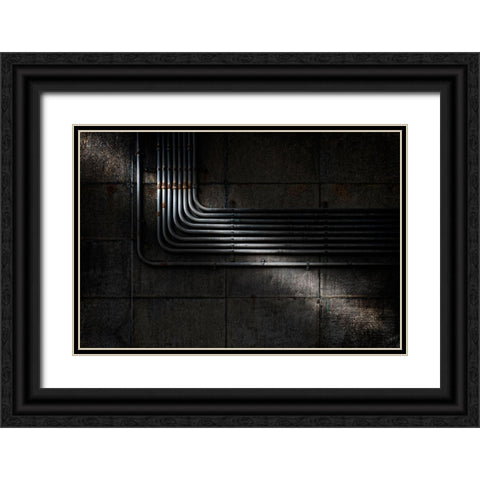 -  U N D E R  T H E  B R O O K L Y N  B R I D G E  - Black Ornate Wood Framed Art Print with Double Matting by Schuurmans, Wim