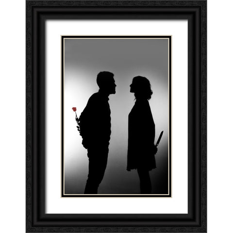Man Meets Woman Black Ornate Wood Framed Art Print with Double Matting by Vareille, Julien