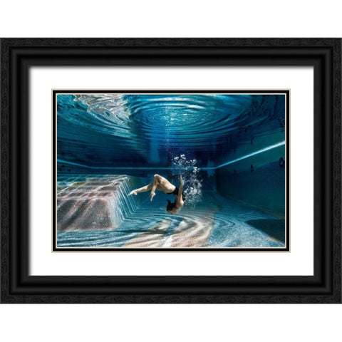 Swimming Inside Black Ornate Wood Framed Art Print with Double Matting by Fua, Guido