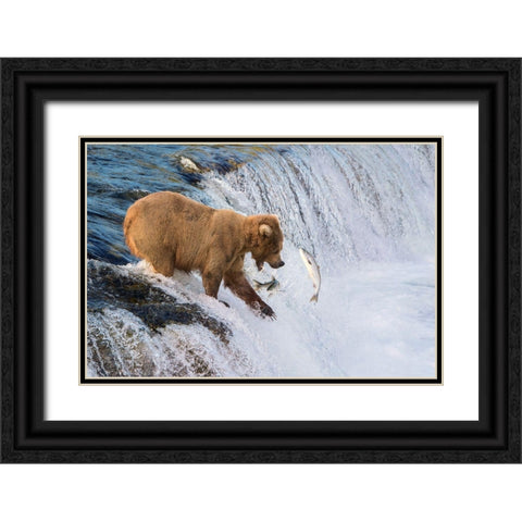 Fishing On The Edge Black Ornate Wood Framed Art Print with Double Matting by Doyle, Renee