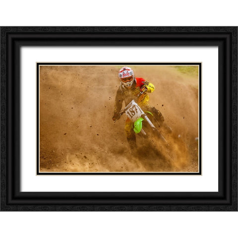 Biker Black Ornate Wood Framed Art Print with Double Matting by Gonzalez, Carlos