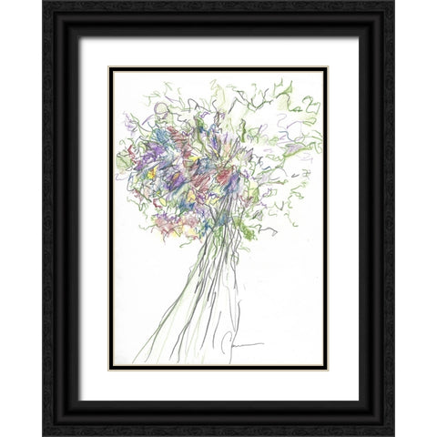 Bouquet Black Ornate Wood Framed Art Print with Double Matting by Carroccio, Lisa