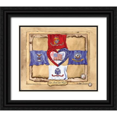 God Bless Our Troops Black Ornate Wood Framed Art Print with Double Matting by Alexander, Natalie