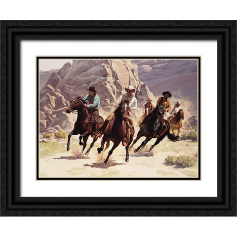 Rough Riders Black Ornate Wood Framed Art Print with Double Matting by Unknown